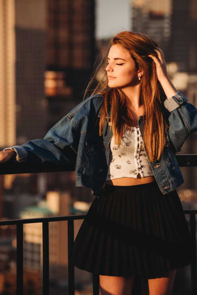 Photo of a high school senior girl on Mt. Washington. Photo by Laura Mares Photography, Pittsburgh Senior Photographer.