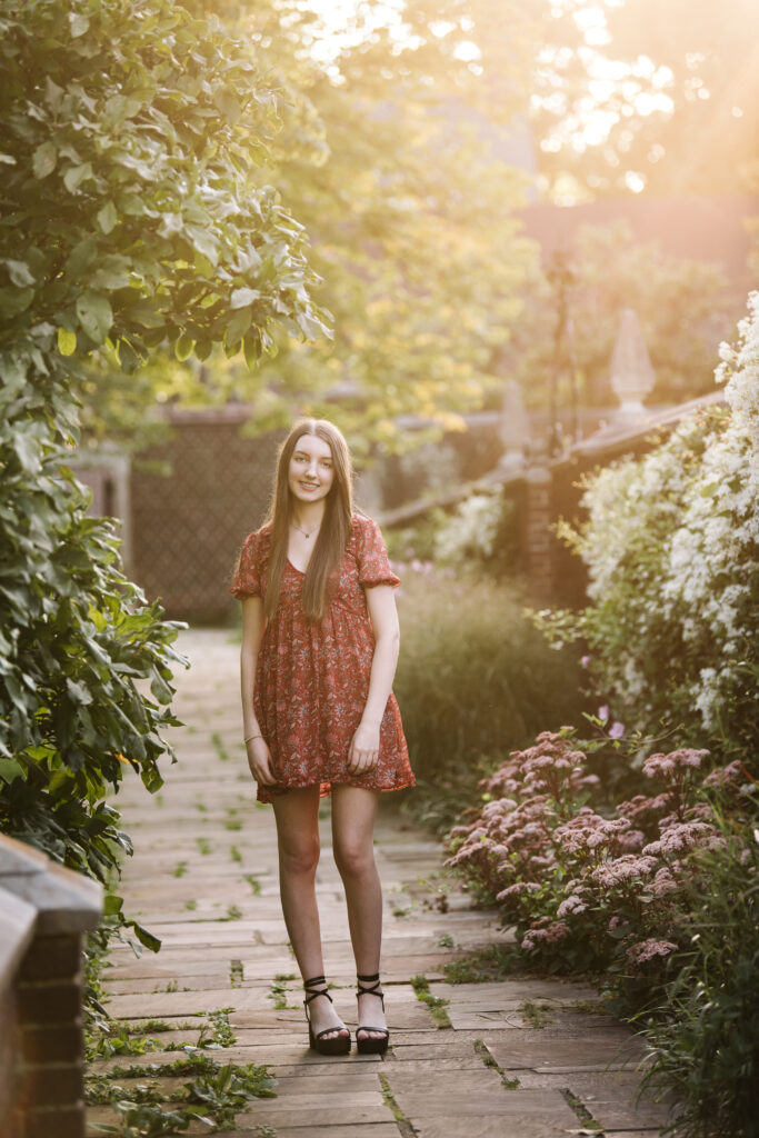 high school senior in garden for photo session