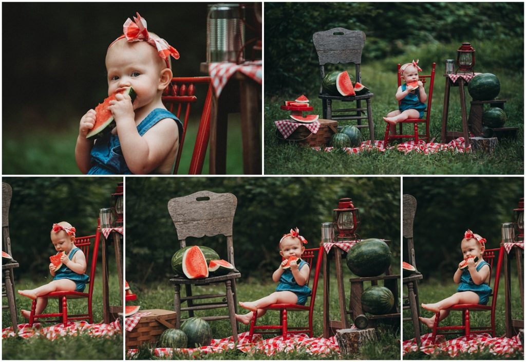 Baby girl eating watermelon at a Flourish Academy Camera Club. Photo by Laura Mares, a Pittsburgh Lifestyle Photographer