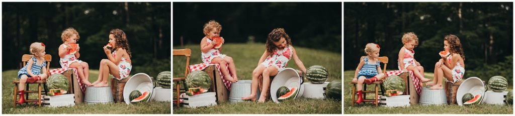 Girls eating watermelon at a Flourish Academy Camera Club. Photo by Laura Mares, a Pittsburgh Lifestyle Photographer