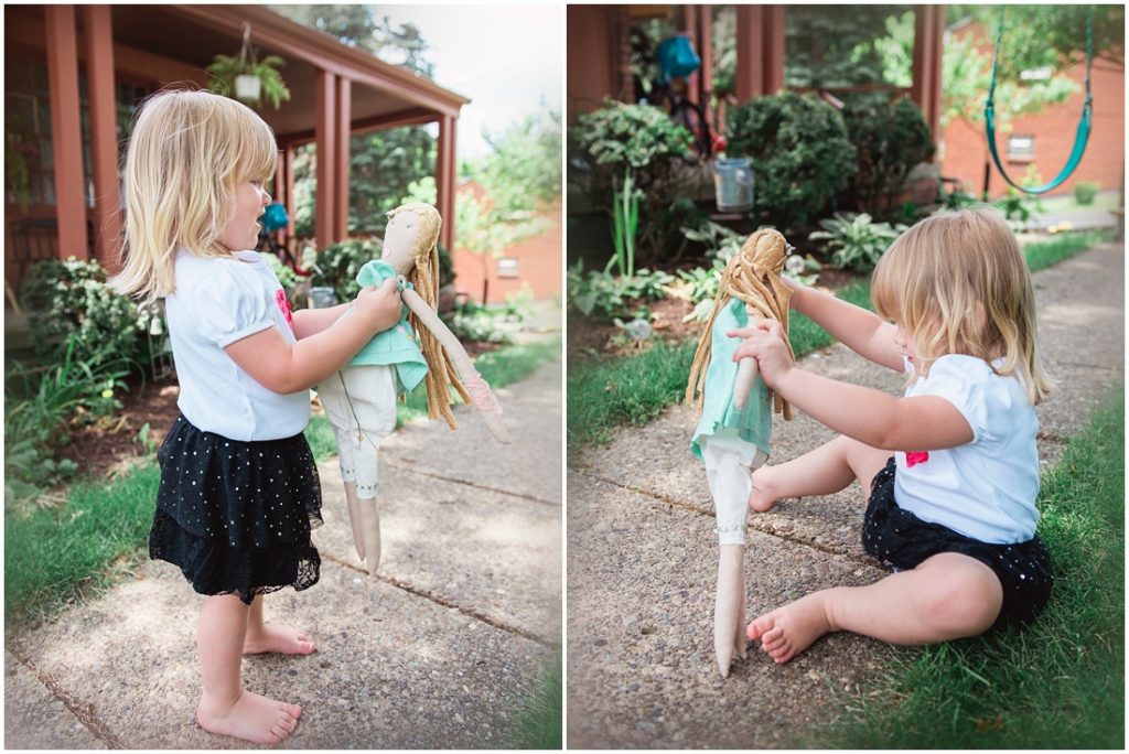 Ella holding her beloved doll, tutu. Photo by Laura Mares Photography, Pittsburgh Lifestyle Photographer