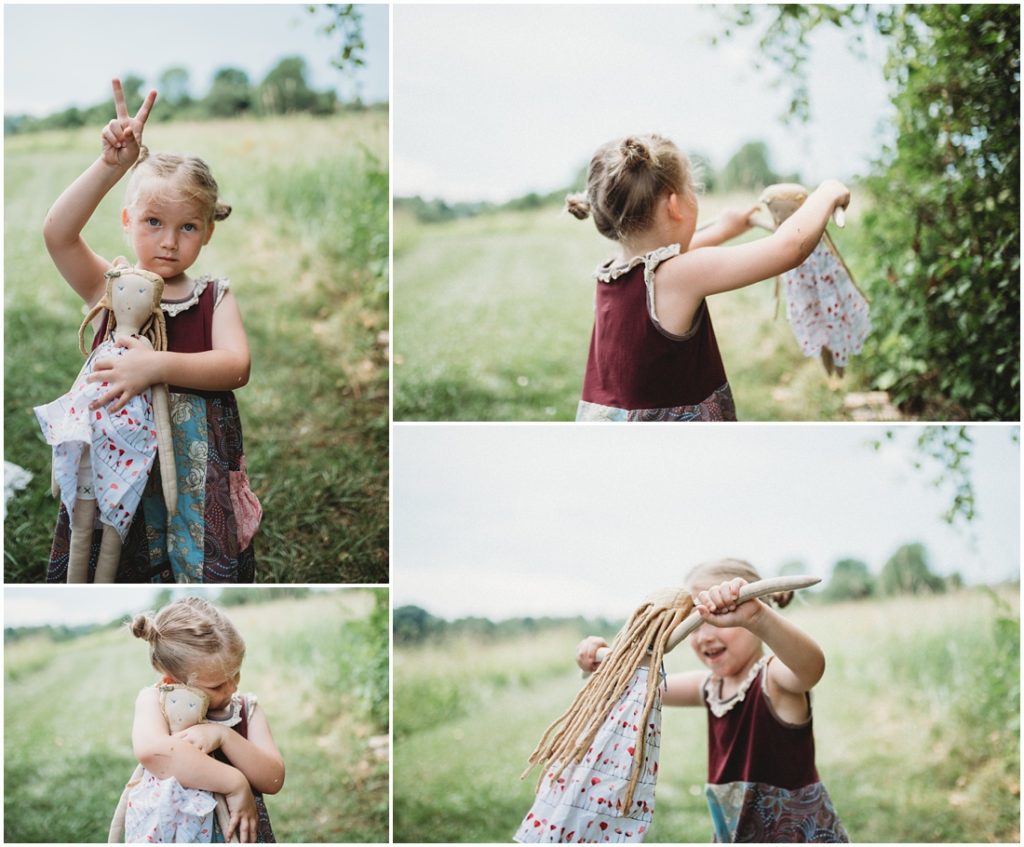 Ella playing with her favorite doll named Tutu. Photo by Laura Mares, a Pittsburgh Child Photographer.