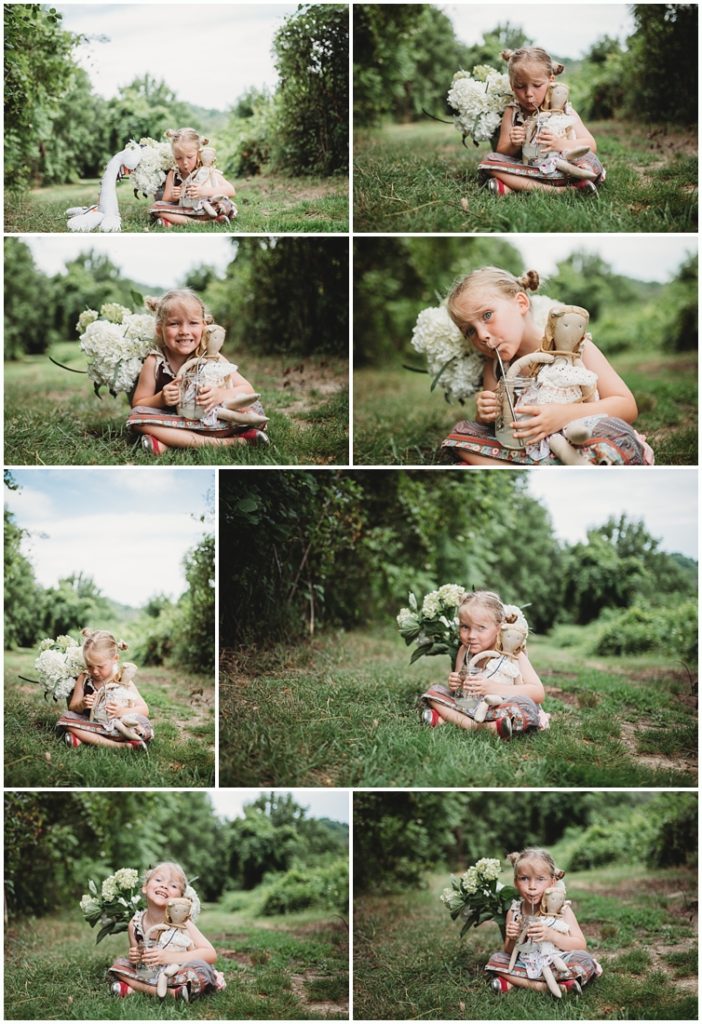 Ella playing with her favorite doll named Tutu. Photo by Laura Mares, a Pittsburgh Child Photographer.