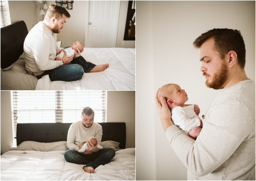 pittsburgh lifestyle portraits of a father holding his newborn son