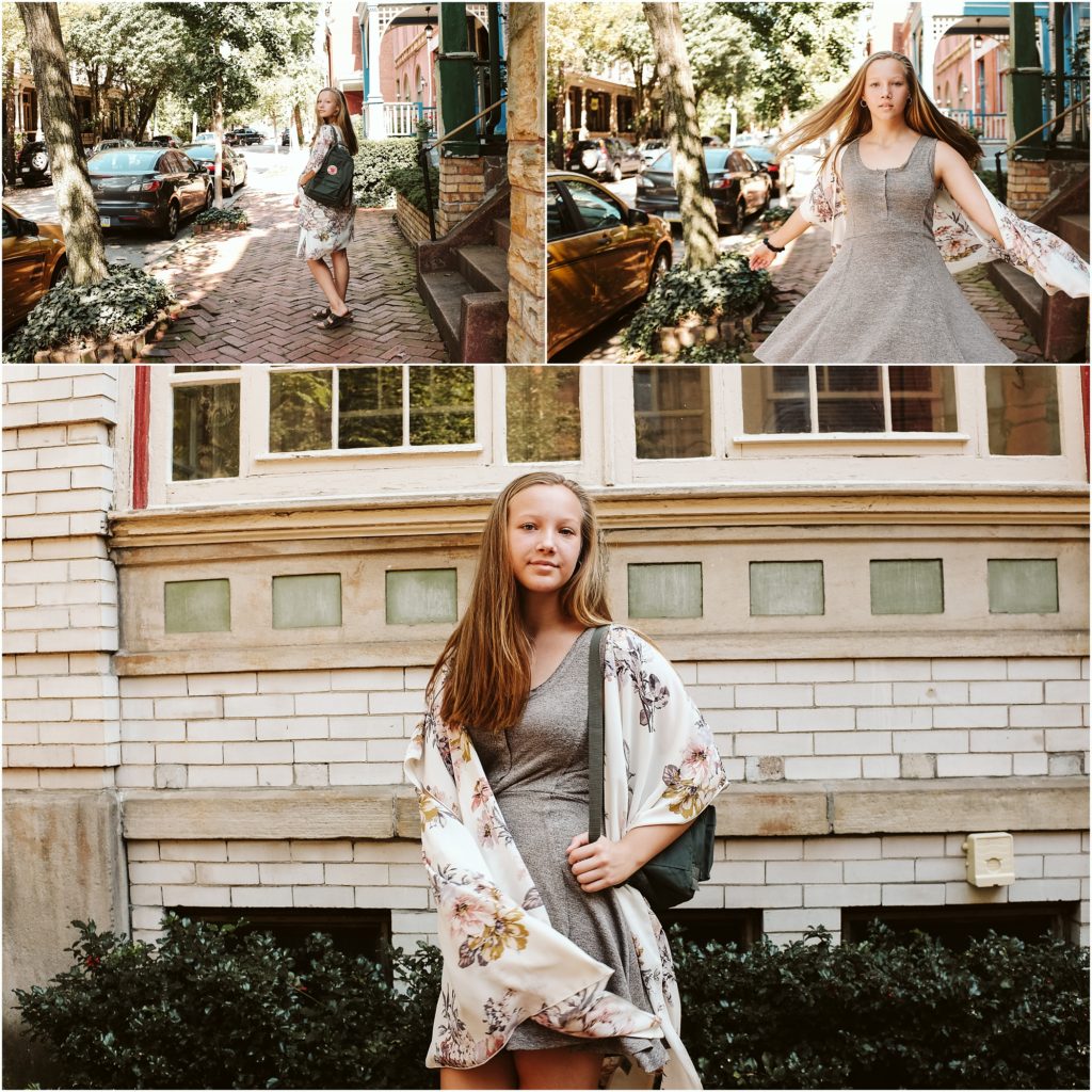 Girl walking around Pittsburgh. Photo by Laura Mares Photography, Pittsburgh Senior Photographer.