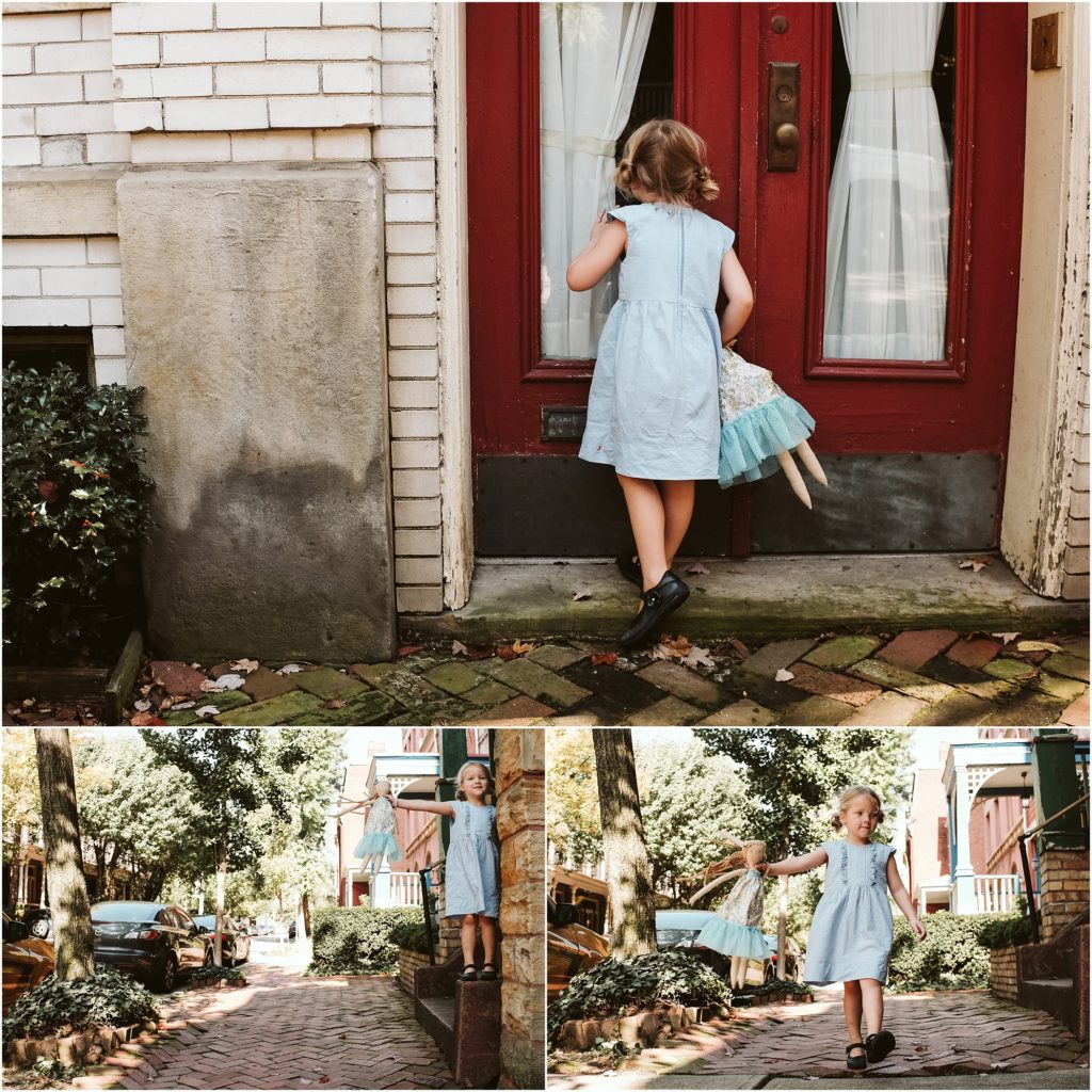 Girl walking around Pittsburgh. Photo by Laura Mares Photography, Pittsburgh Child Photographer.