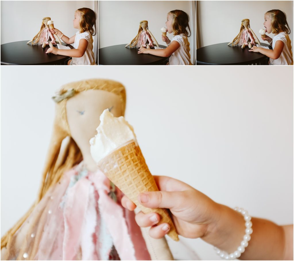 Girl eating ice cream at Grandpa Joes. Photo by Laura Mares Photography, Pittsburgh Lifestyle Photographer.