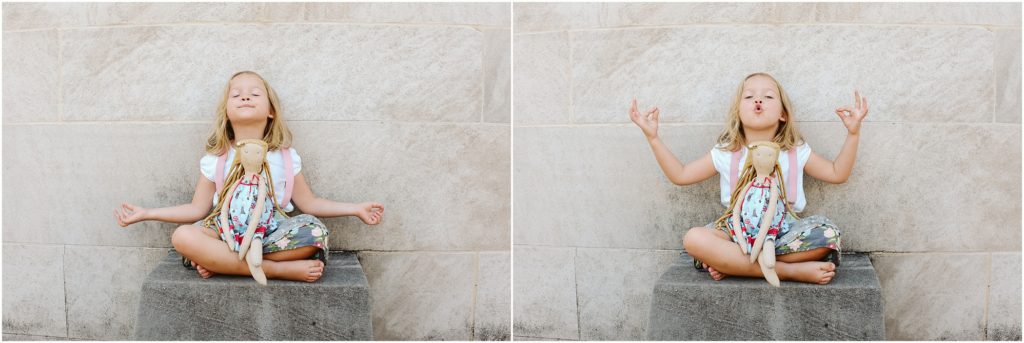 Girl sitting in front of a wall. Photo by Laura Mares Photography, Pittsburgh Child Photographer.