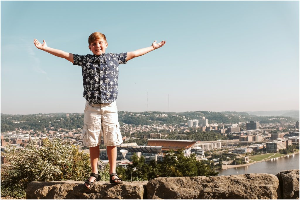 Child standing on Mt. Washington. Photo by Laura Mares Photography, Pittsburgh Child Photographer.