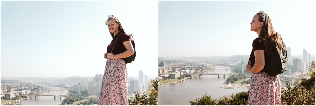 Girl standing on Mt. Washington. Photo by Laura Mares Photography, Pittsburgh Senior Photographer.
