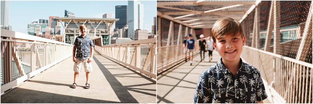 Child standing on a bridge. Photo by Laura Mares Photography, Pittsburgh Child Photographer.