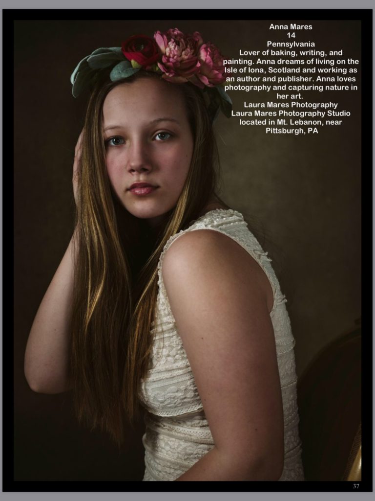 Portrait of a teenager sitting on a velvet chair. Portrait by Pittsburgh Child Photographer, Laura Mares Photography.