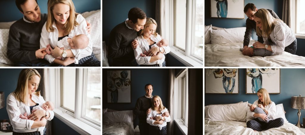 Family holding their newborn son. Pittsburgh Newborn Lifestyle Photographer, Laura Mares Photography.