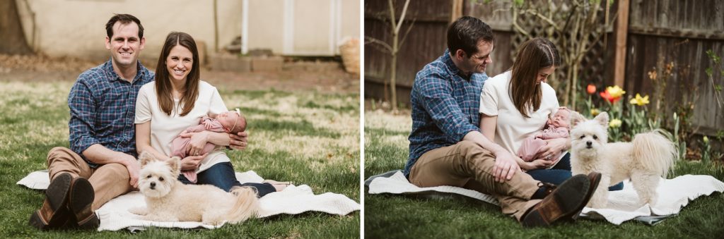 Outdoor images from a newborn lifestyle session with Laura Mares PHotography, a Pittsburgh Newborn Photographer.