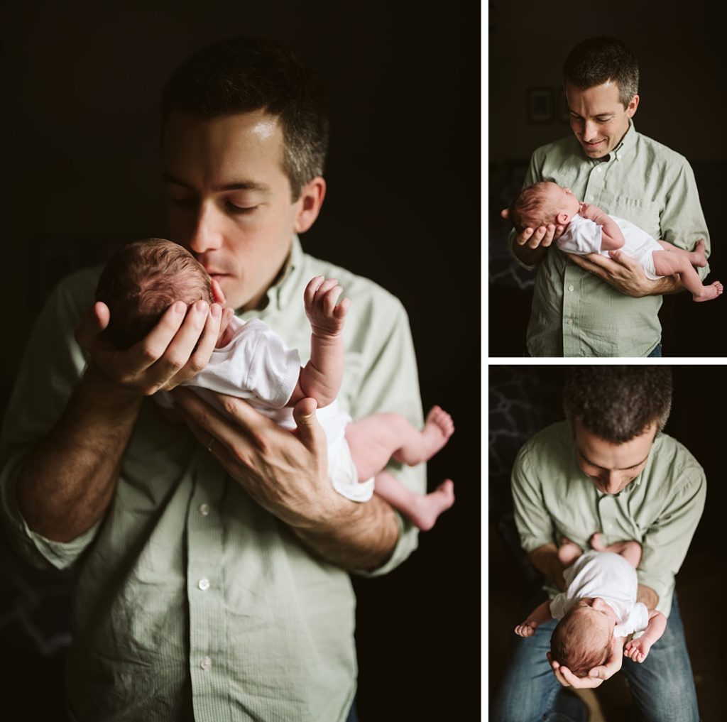 Lifestyle portrait of a family holding newborn baby with beautiful window light | Photo by Laura Mares Photography, Pittsburgh Lifestyle Newborn Photographer