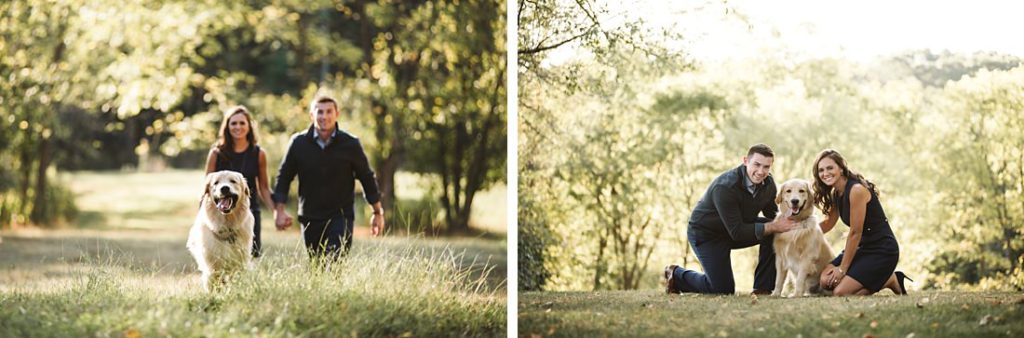 Portraits of a couple with their golden retriever by Laura Mares Photography, Pittsburgh Family Photographer.