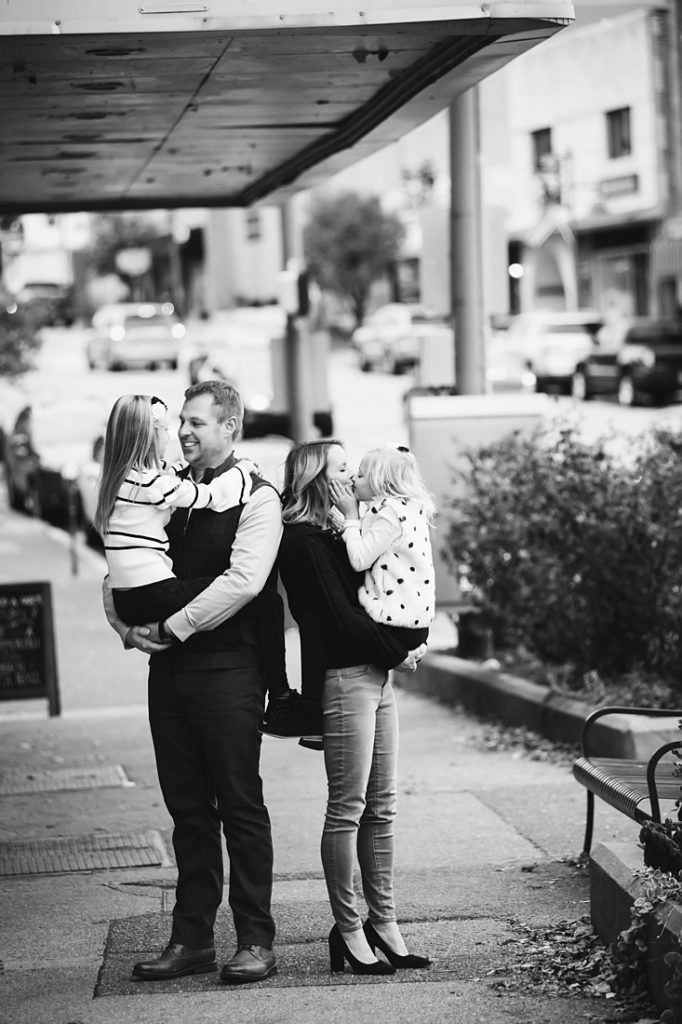 Black and white Urban Family Portrait. Portrait taken by Laura Mares Photography, Pittsburgh Family Photographer.