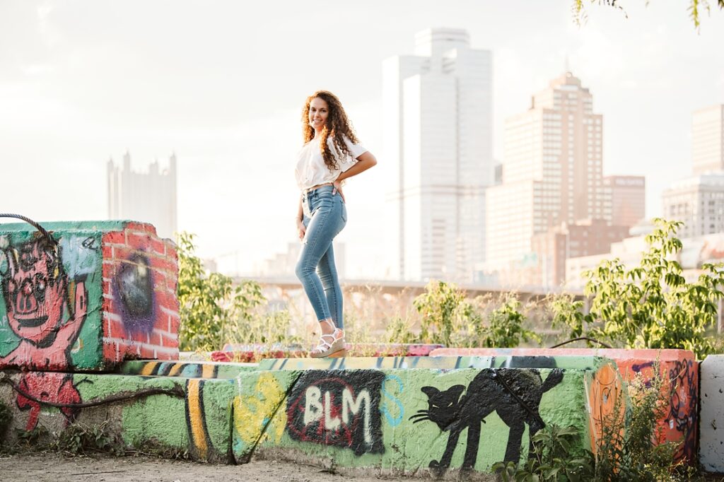 Senior girl posing in Pittsburgh's Color Park