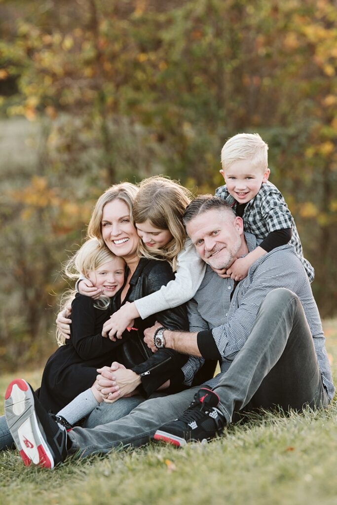 cute family of five pose