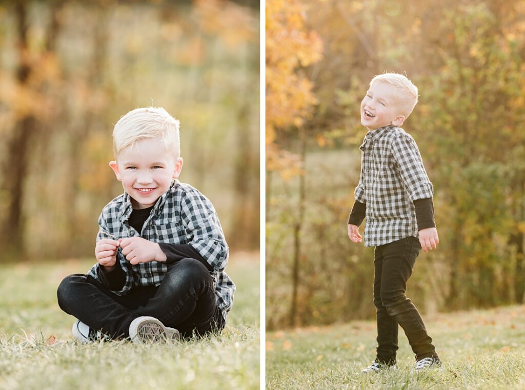 photos of a boy wearing a buffalo plaid flannel