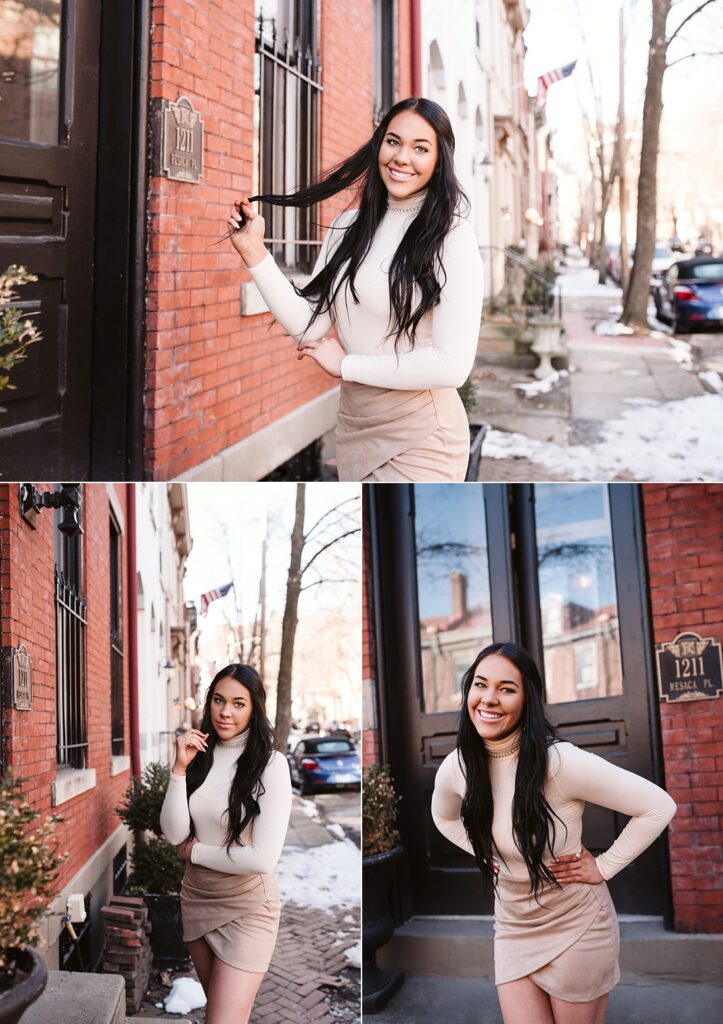 senior portraits of a girl in Pittsburgh's Mexican War Streets