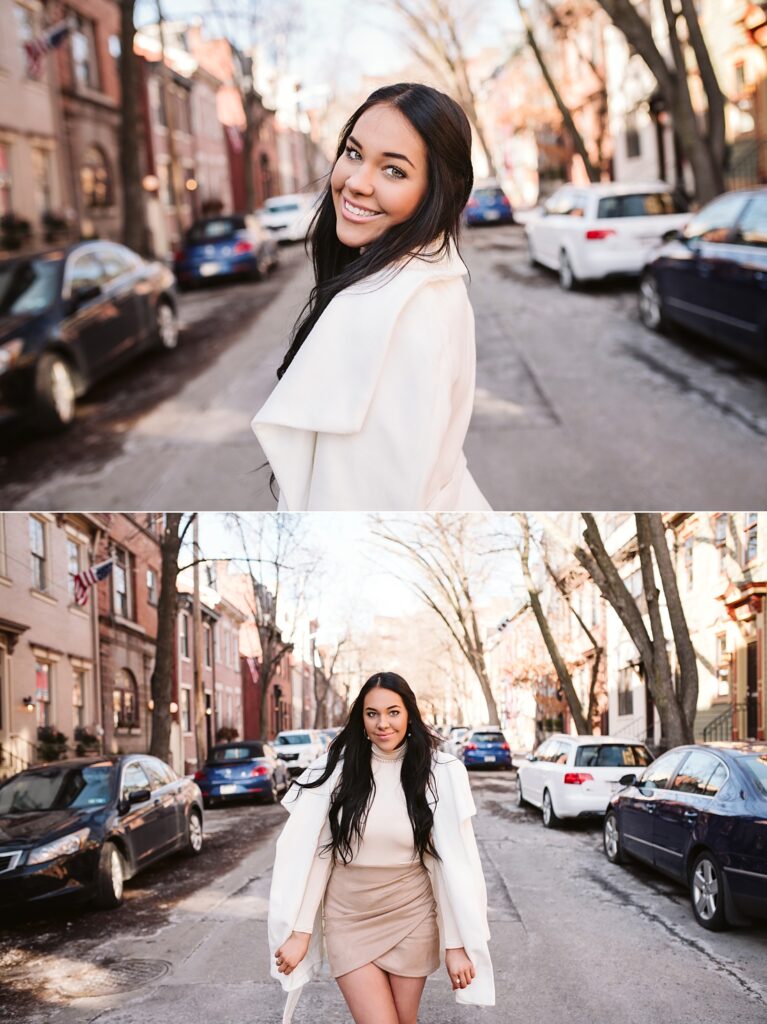 senior portraits of a girl in Pittsburgh's Mexican War Streets