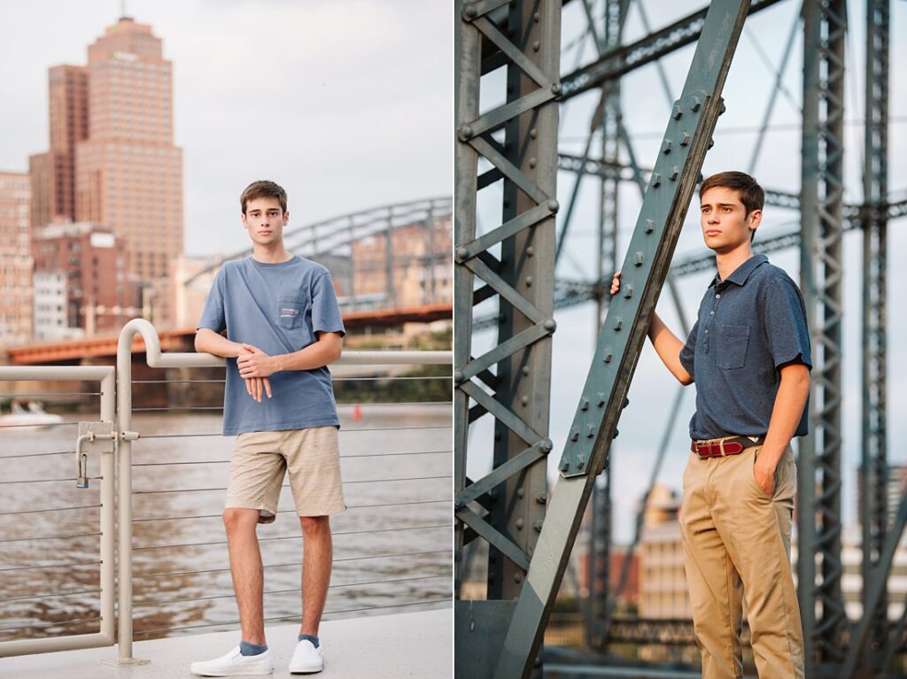 Senior guy pictures in Pittsburgh's Station Square