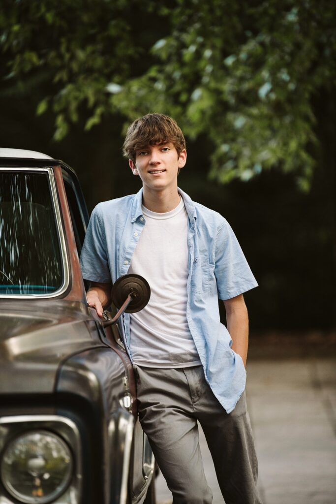 senior guy with truck