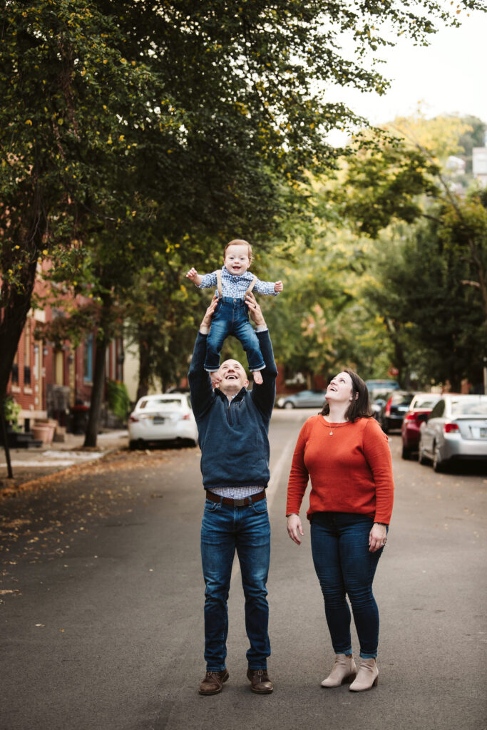 family portrait in urban Mexican war streets, Pittsburgh