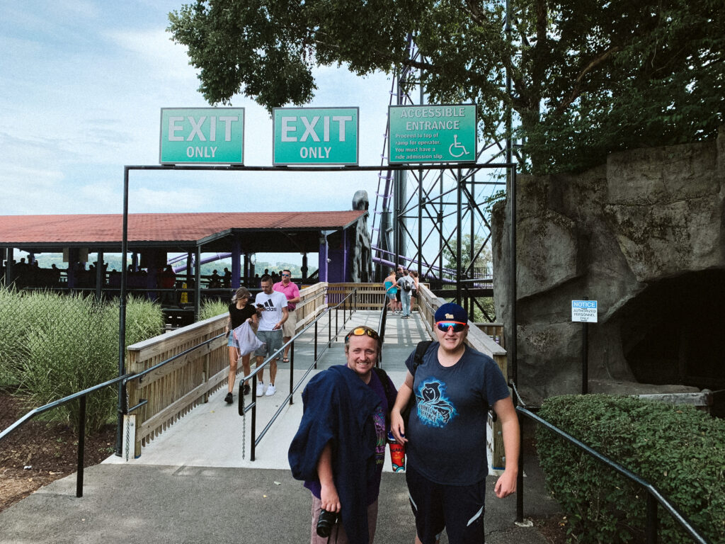 Kennywood Fanatics at the exit to Phantom's Revenge