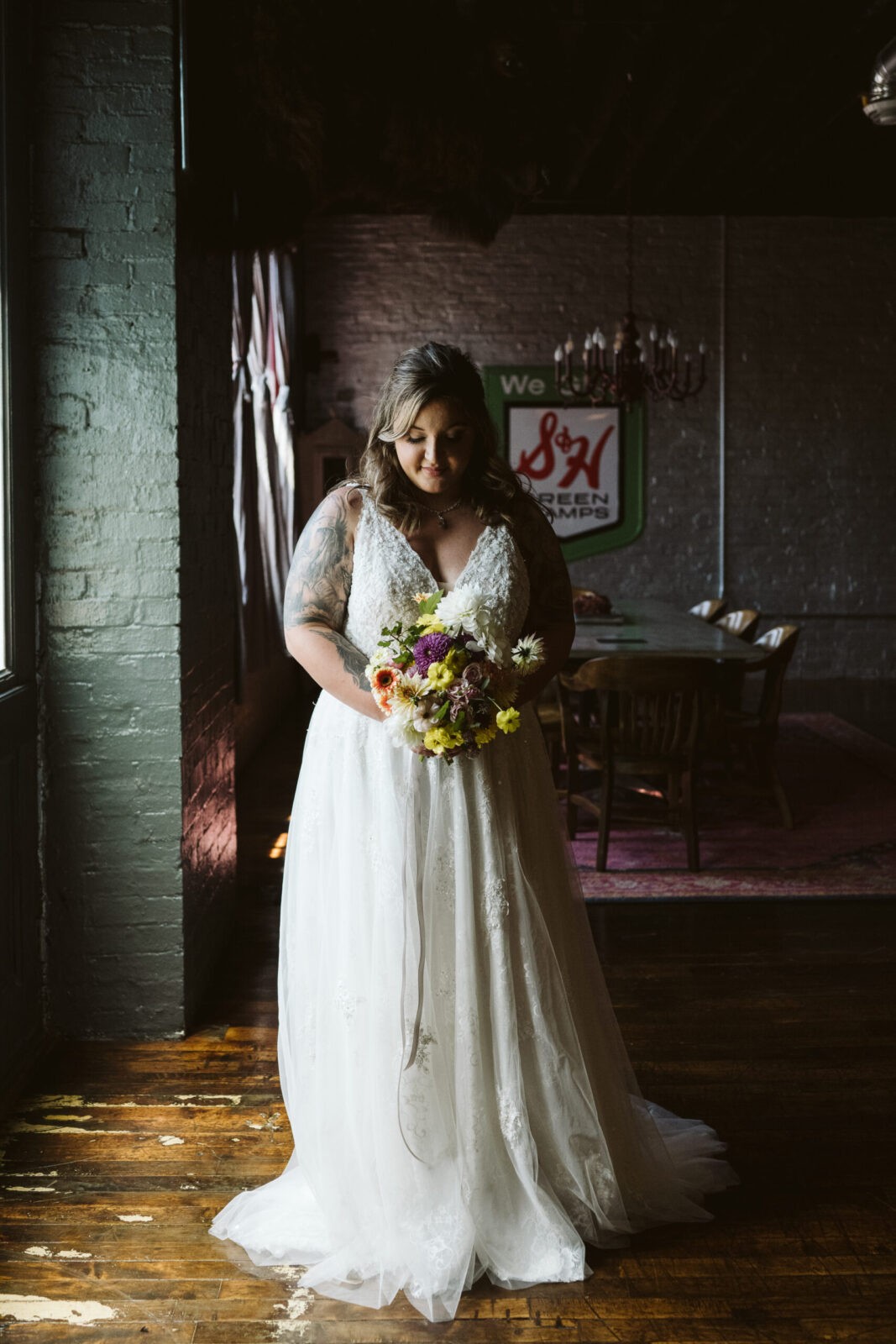 Dramatic portrait of a bride on her wedding day