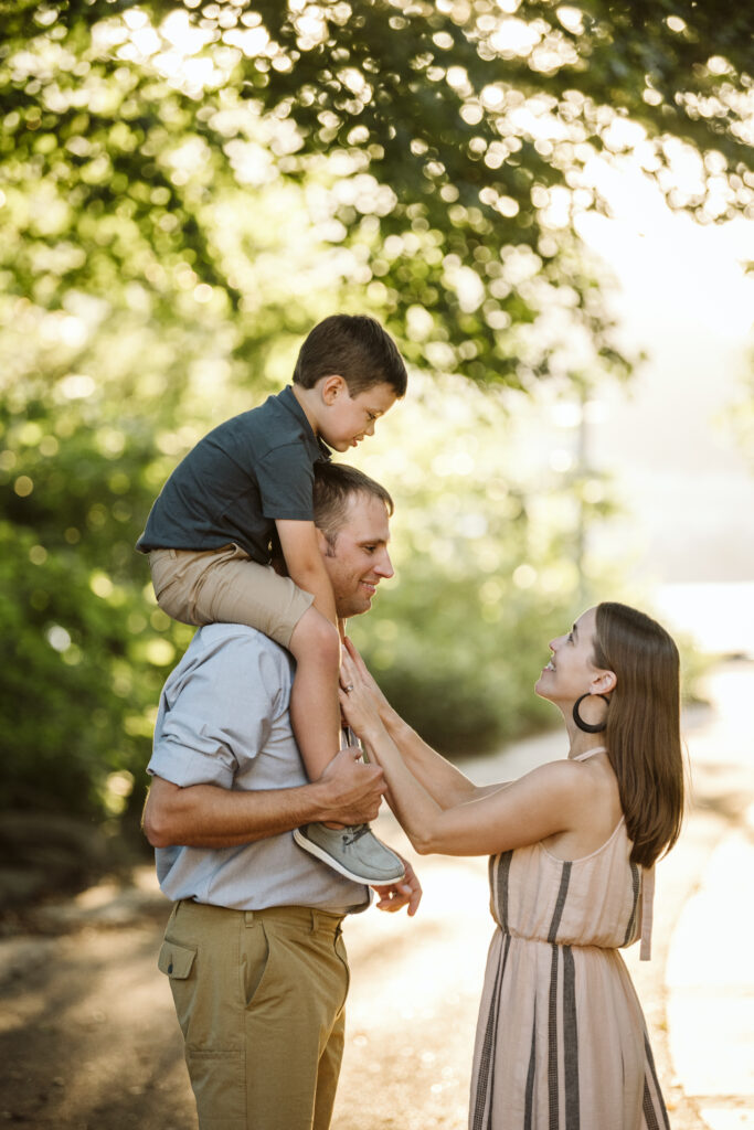 portrait of family in point state park, Pittsburgh, PA