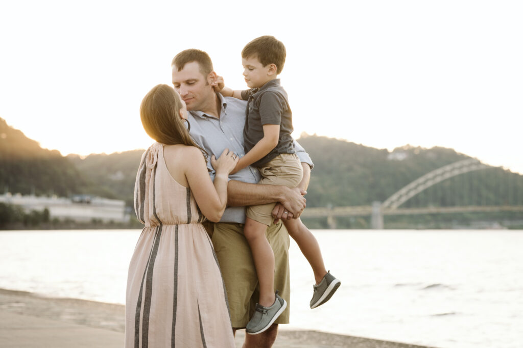 portrait of family in point state park, Pittsburgh, PA