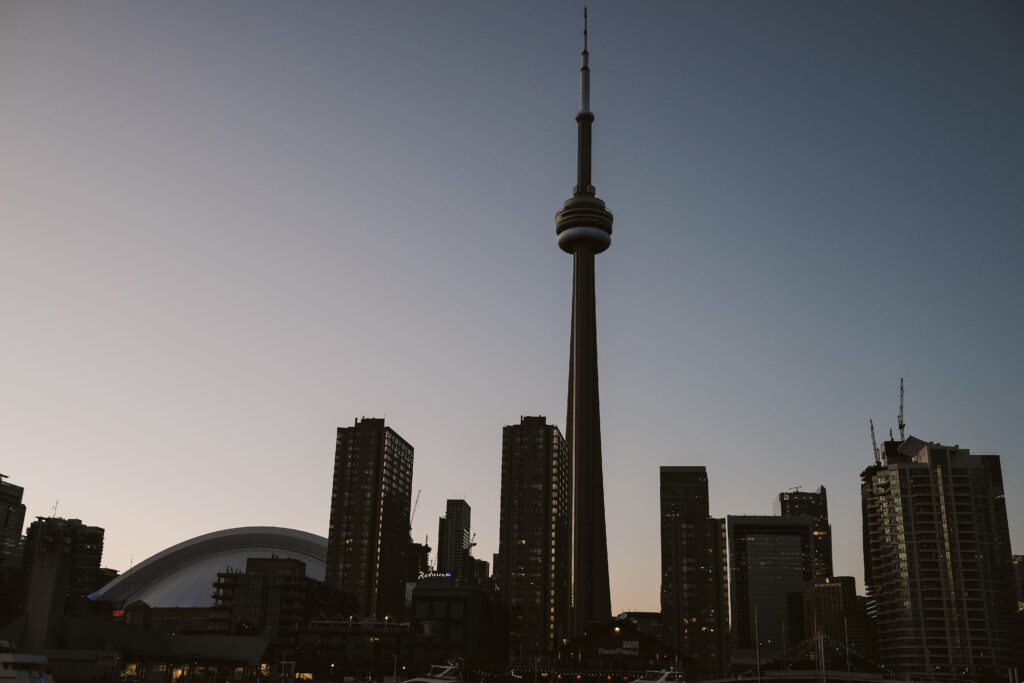 view of Toronto at sunset from the Kajama