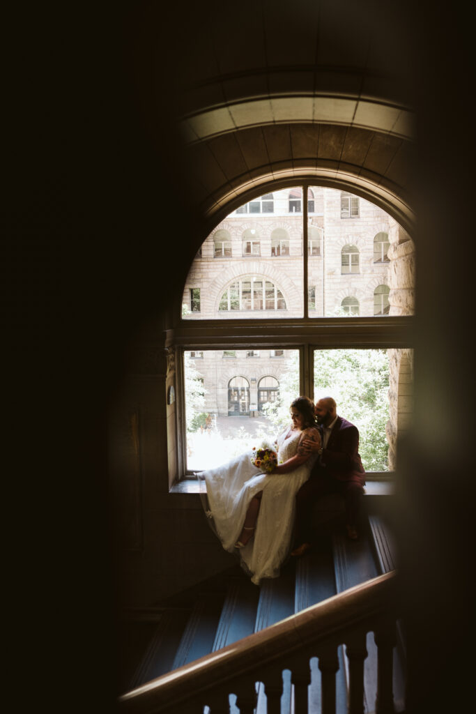 Elopement wedding portrait photographed in Pittsburgh Court House