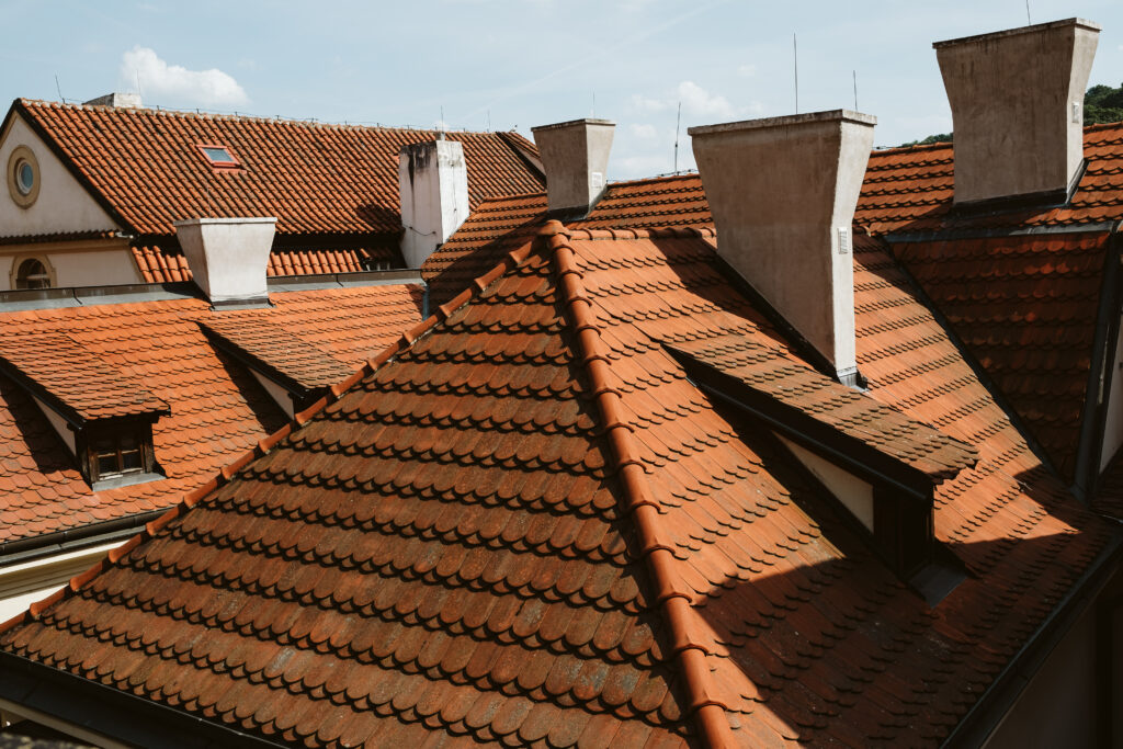 Red tile roof tops, Prague, Czech Republic
