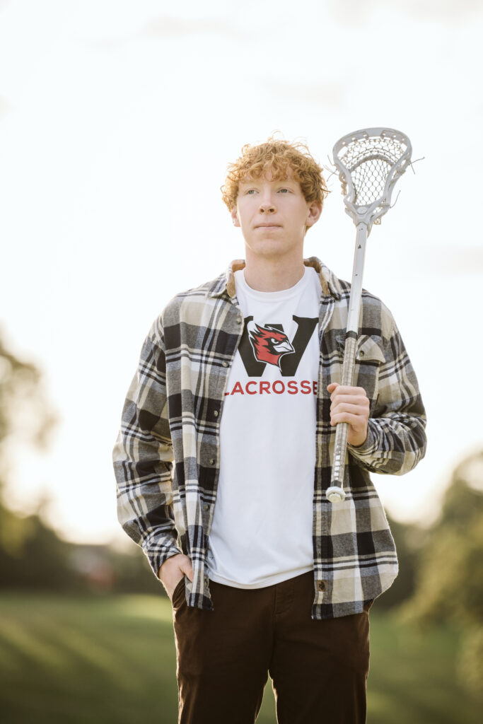 high school senior photo lacrosse player