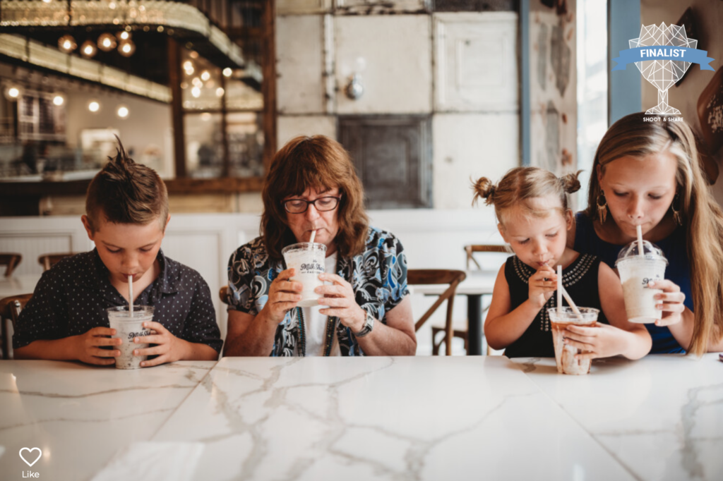 family enjoying milkshakes at the milkshake factory in Pittsburgh