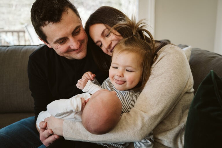 natural family portrait during newborn session in Pittsburgh