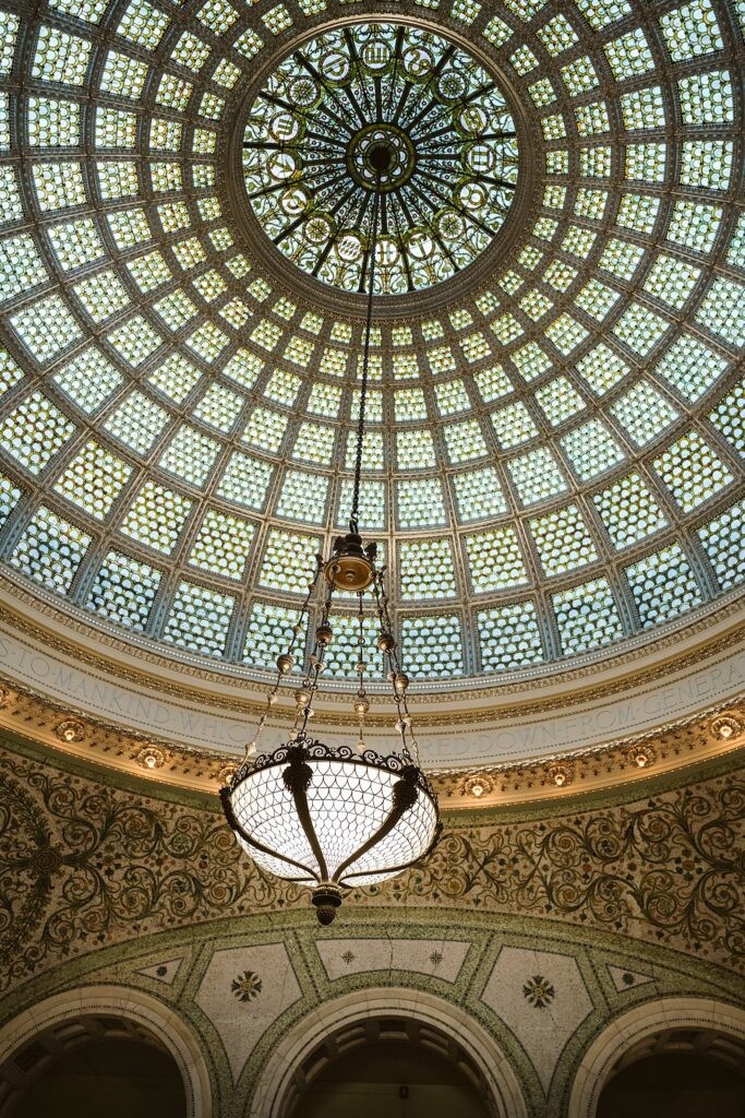 the Tiffany dome in Chicago Cultural Center
