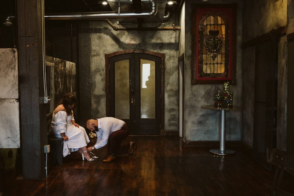 wedding couple preparing to elope