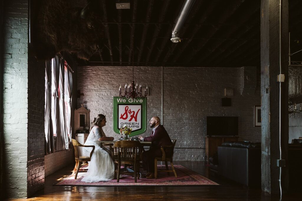 wedding couple talking before their elopement