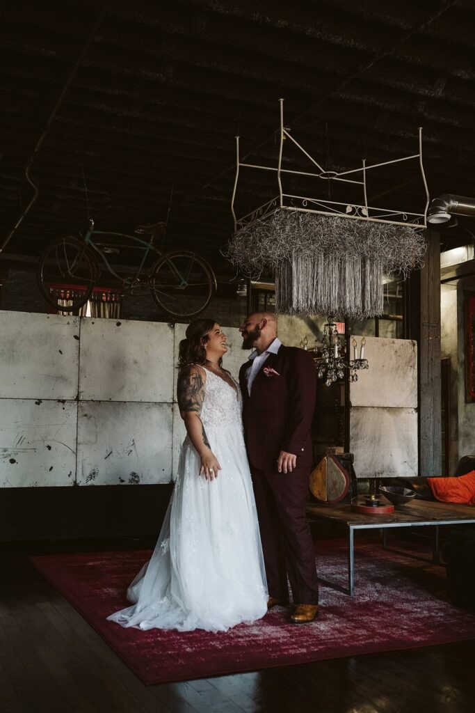 wedding couple dancing before their elopement