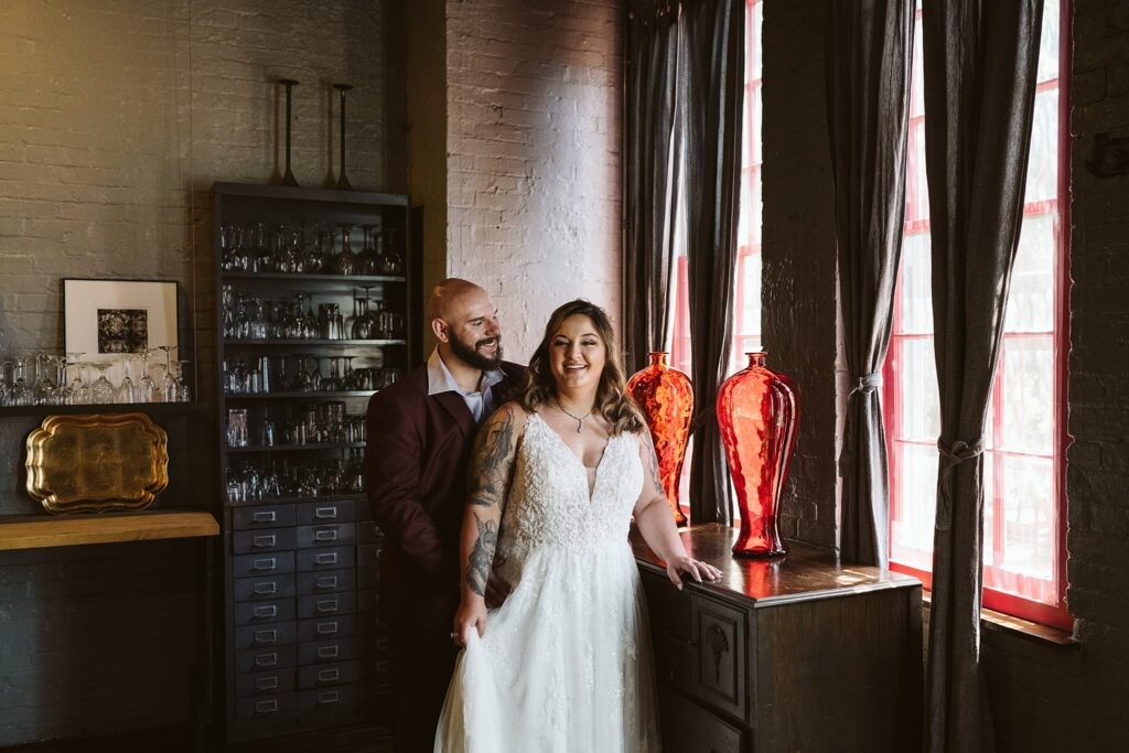 wedding couple having fun before their elopement