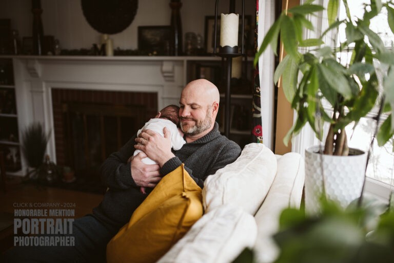 tender father/daughter newborn lifestyle portrait