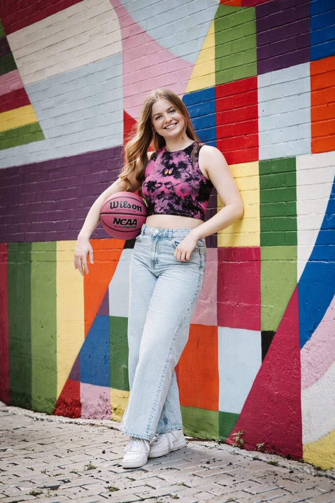 senior photos of basket ball player in Pittsburgh