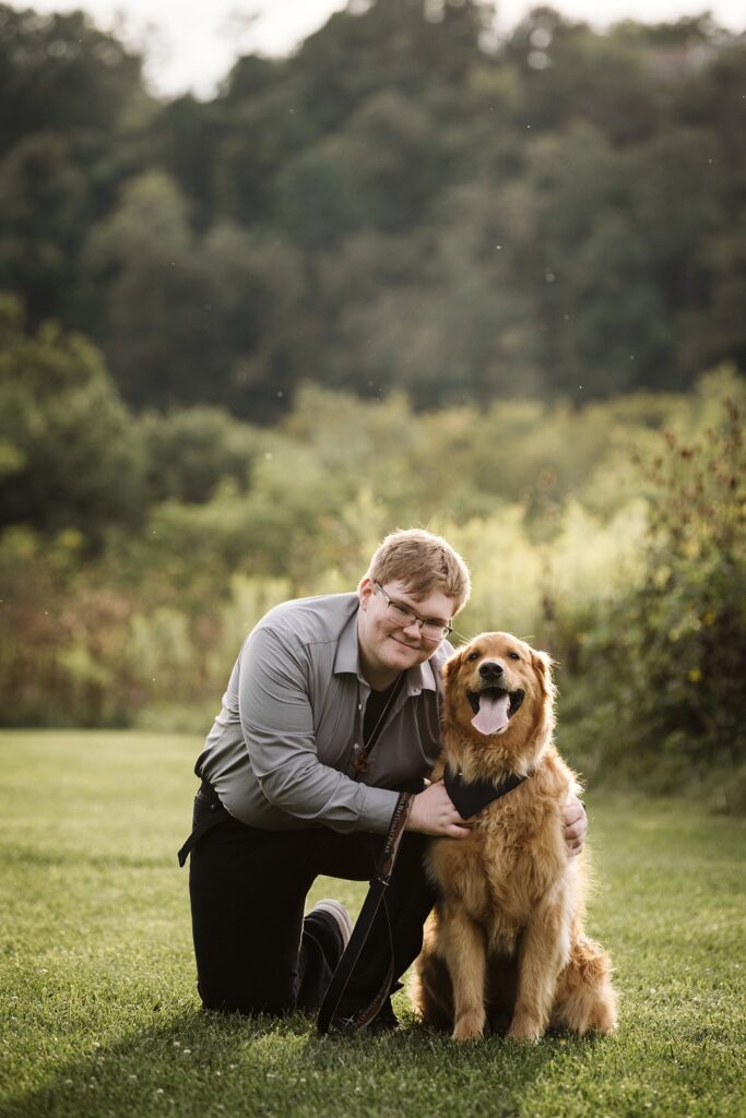 senior guy portrait with dog