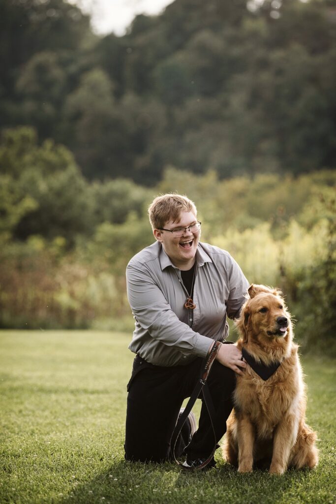 senior guy portrait with dog