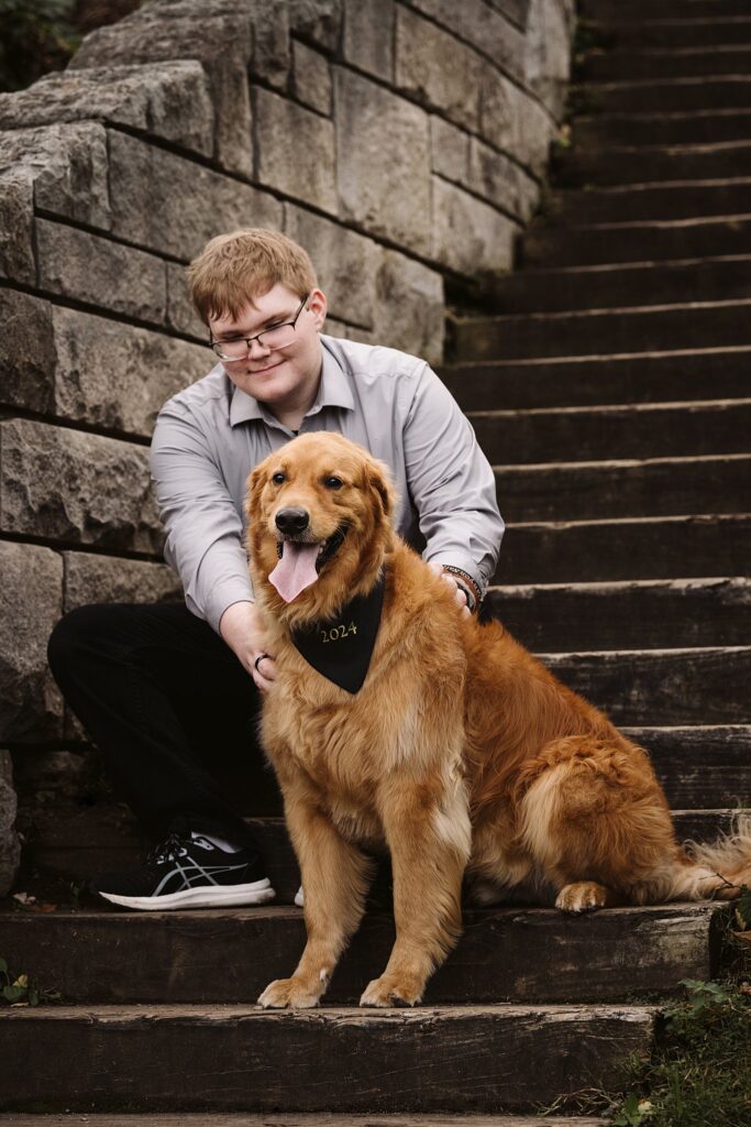 senior guy portrait with dog