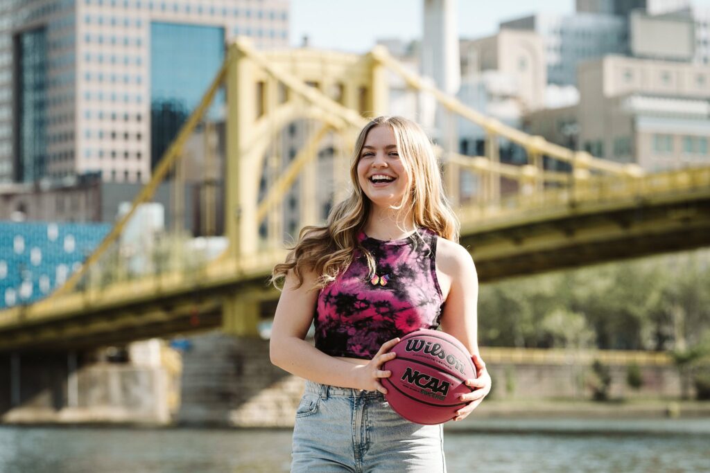 senior portrait of basketball player in Pittsburgh